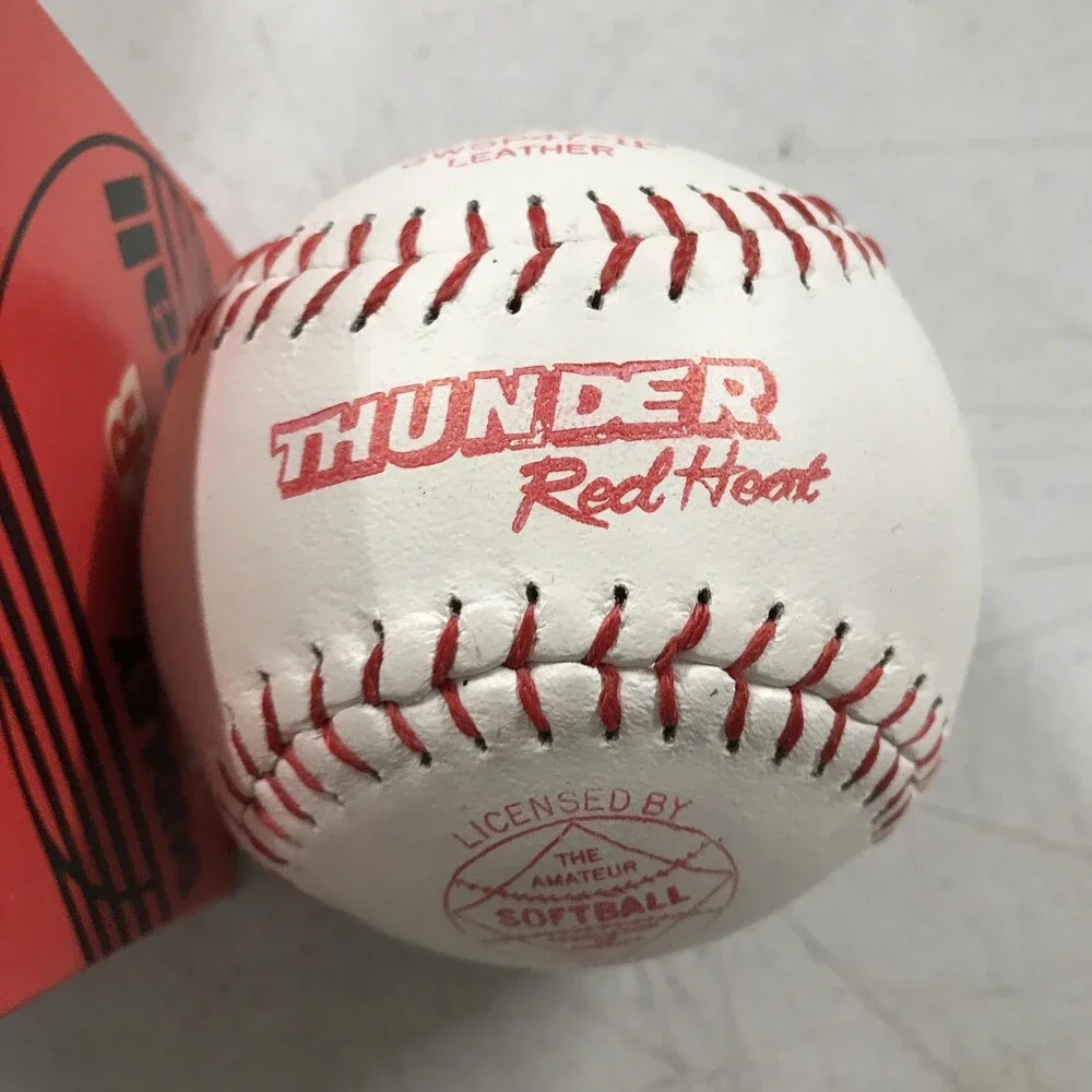 Dudley Thunder Red Heat Softball 11 Inch White Leather Slowpitch Ball GWSP47-11